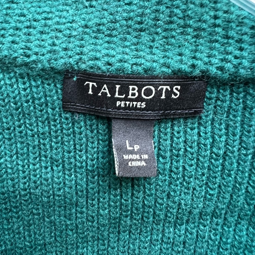 TALBOTS Green Double Breasted Cardigan Sweater size Large Petite - Picture 5 of 8